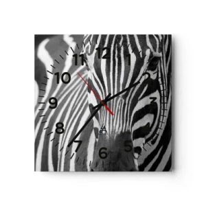 Reloj de pared - Reloj de vidrio - El mundo es blanco y negro - 30x30 cm
