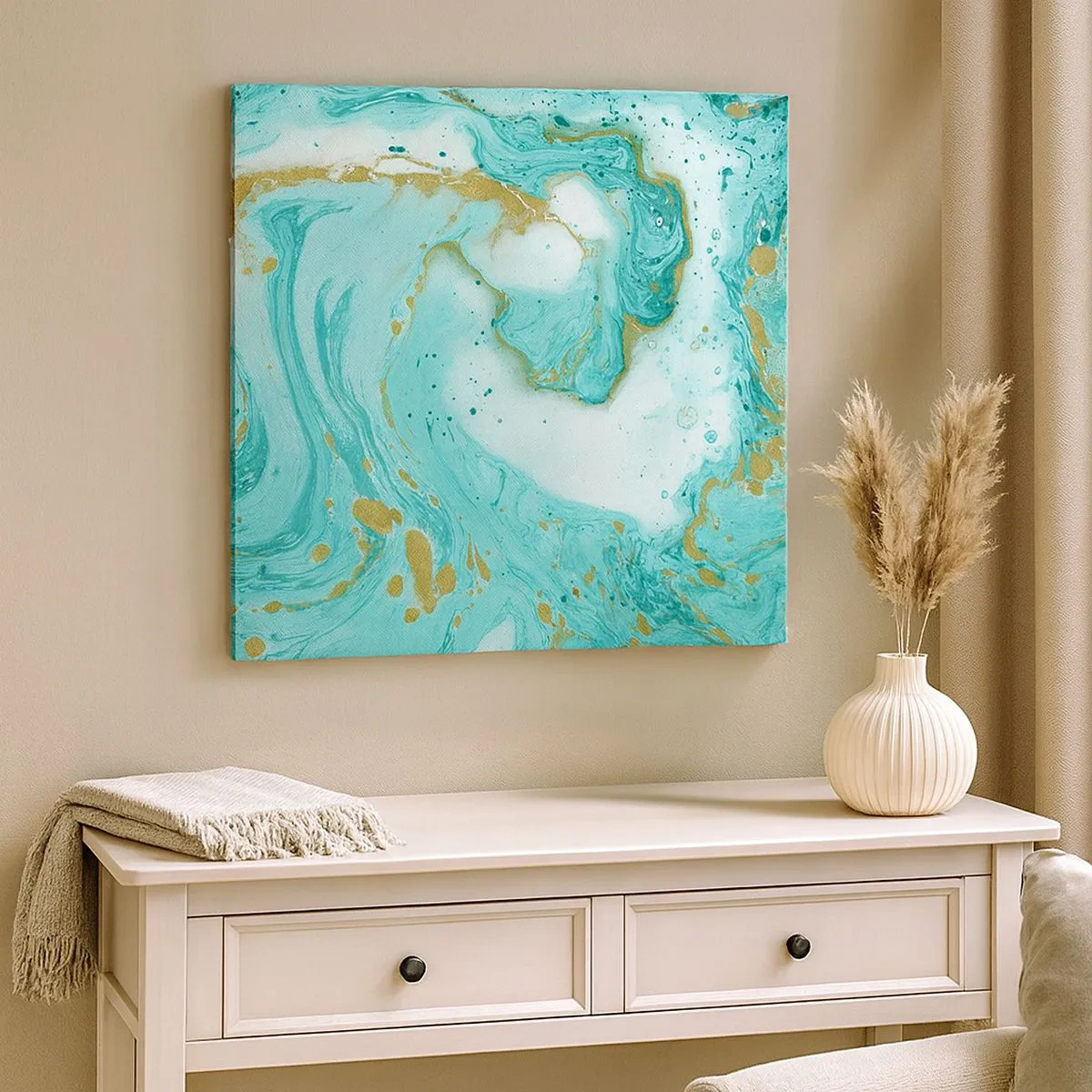 Cuadro sobre lienzo - Impresión de Imagen - Bajo la gran ola del periodo Edo - 30x30 cm