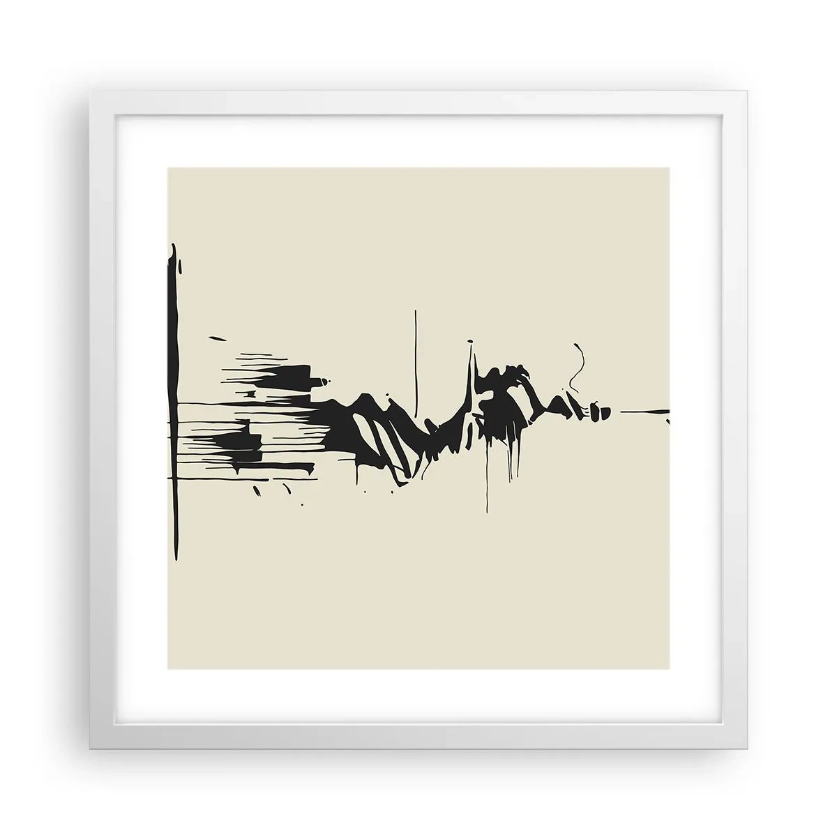 Póster en marco blanco - Abstracción apresurada - 40x40 cm