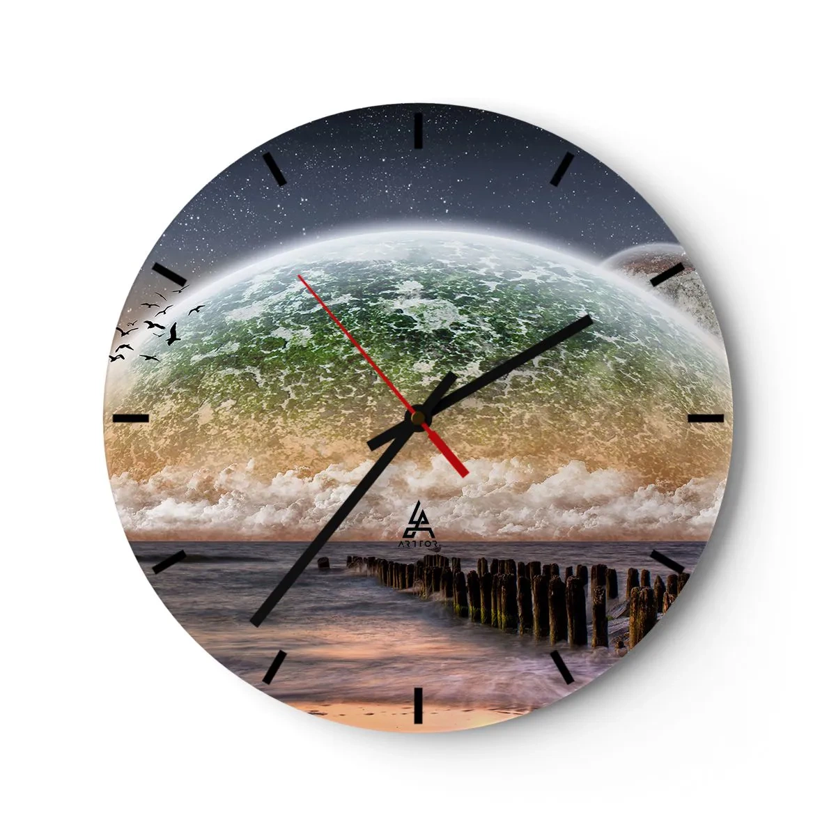 Reloj de pared - Reloj de vidrio - Y el mundo emergió del agua - 40x40 cm