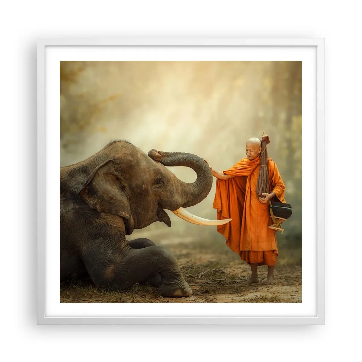 Póster en marco blanco - Un encuentro en un viaje - 60x60 cm