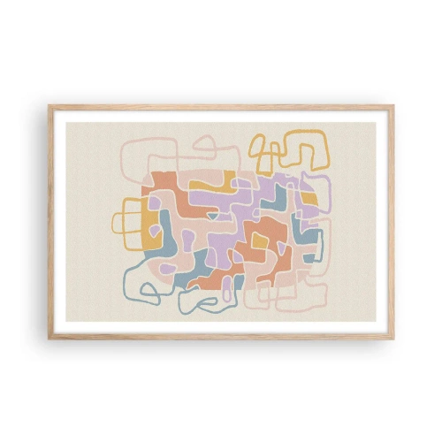 Póster en marco roble claro - Laberinto - una alegre aventura - 91x61 cm