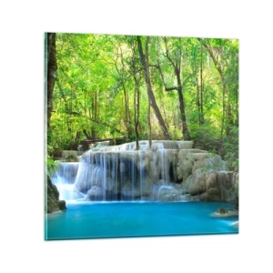 Cuadro sobre vidrio - Impresiones sobre Vidrio - Ahogarse en turquesa y verde - 40x40 cm