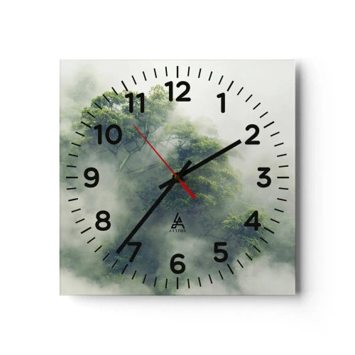 Reloj de pared - Reloj de vidrio - Envuelto en niebla - 30x30 cm
