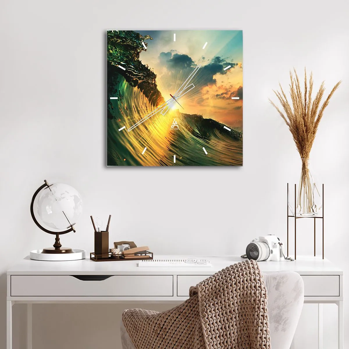 Reloj de pared - Reloj de vidrio - Surfer, ¿dónde estás? - 30x30 cm