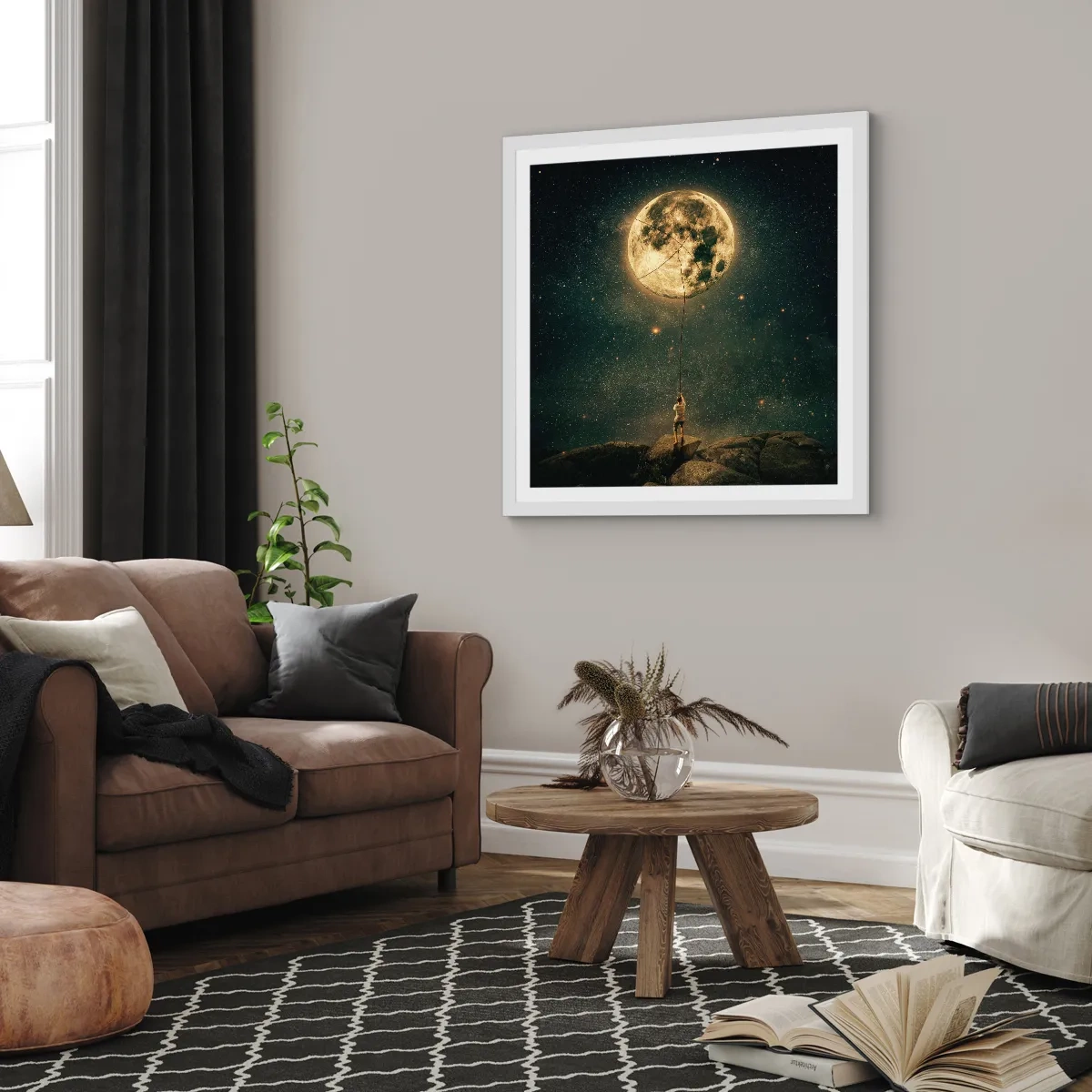 Póster en marco blanco - El que robó la luna - 40x40 cm