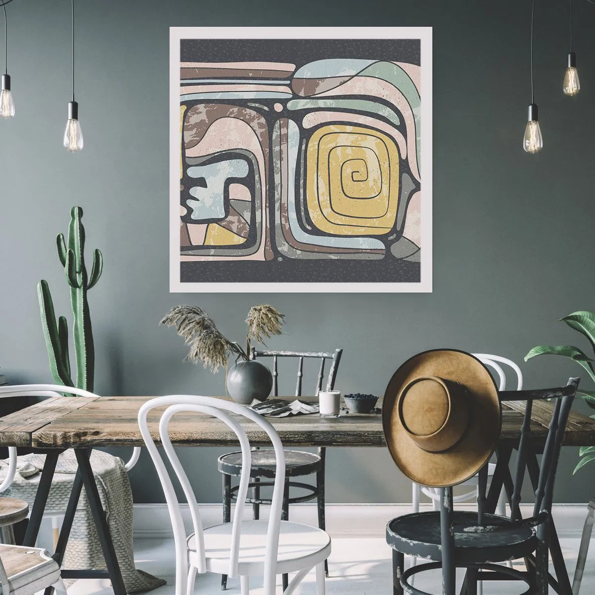 Póster - Abstracción con espíritu precolombino - 40x40 cm