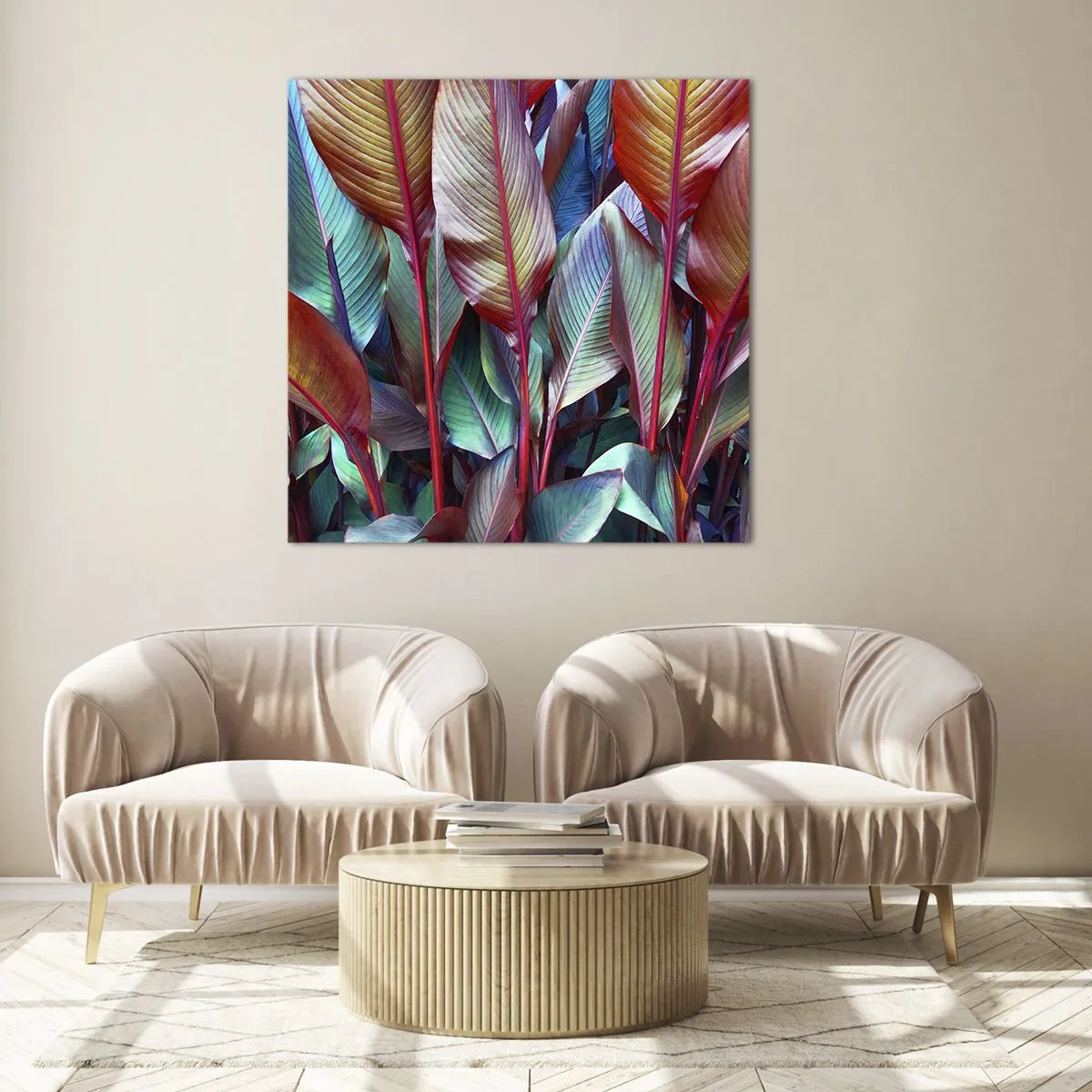 Cuadro sobre vidrio - Impresiones sobre Vidrio - Un matorral de colores - 60x60 cm