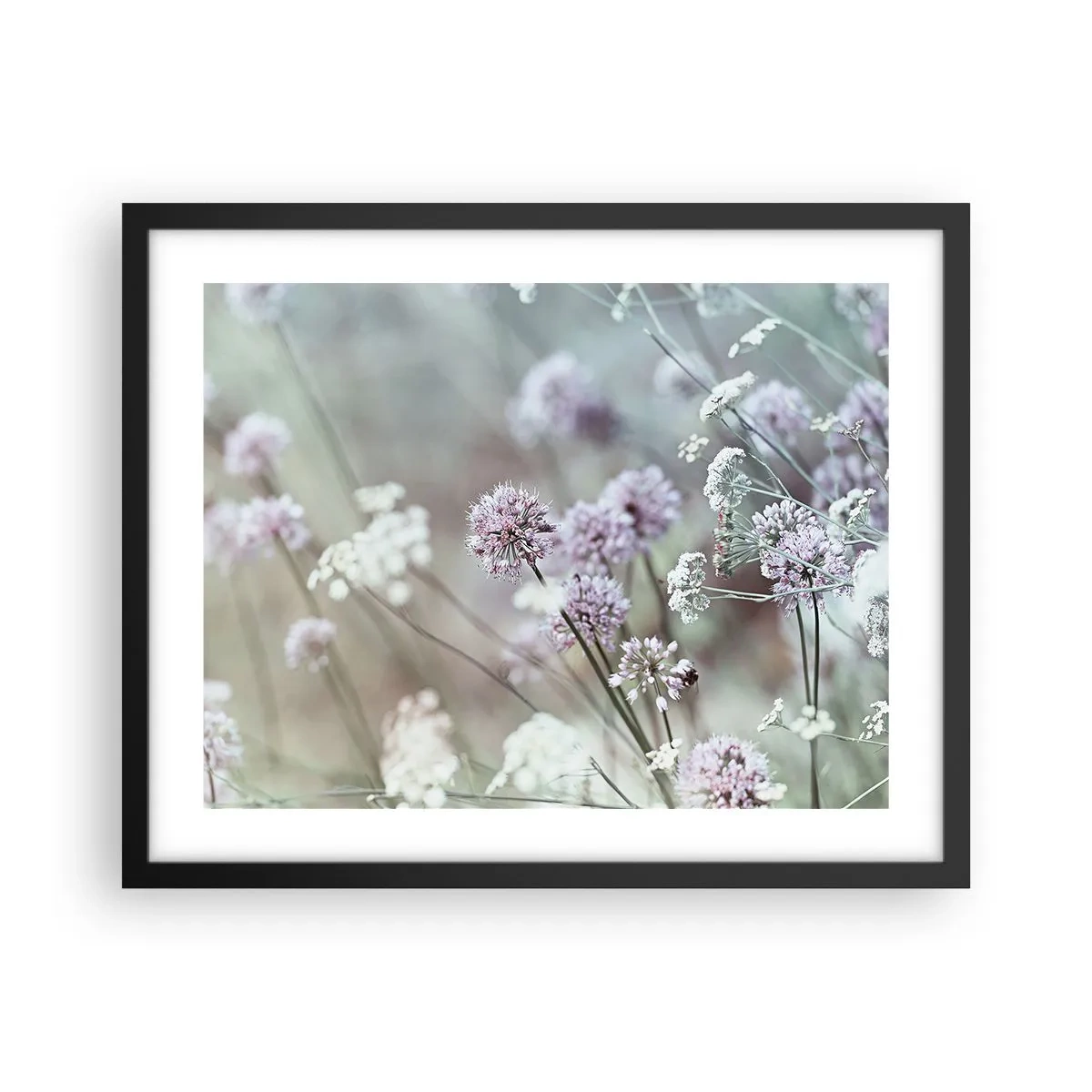 Póster en marco negro - Dulces filigranas de hierbas - 50x40 cm