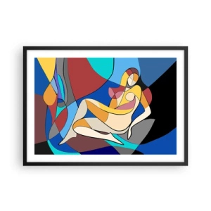 Póster en marco negro - Desnudo colorido al estilo cubista - 70x50cm - Desnudo cubista - Decoración de pared moderna para salón y dormitorio ARTTOR
