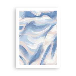 Póster - Onda abstracta en tonos azules y beige - 50x70cm - Ondas azules - Decoración de pared moderna para salón y dormitorio ARTTOR