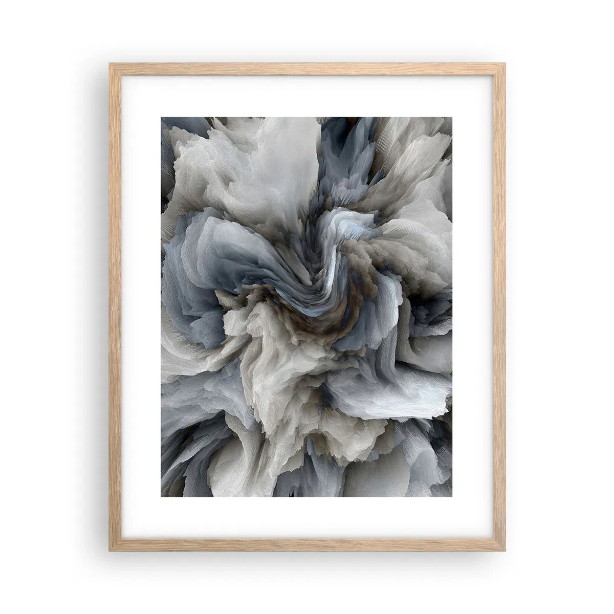 Póster en marco roble claro - Piedra y flor - 40x50 cm