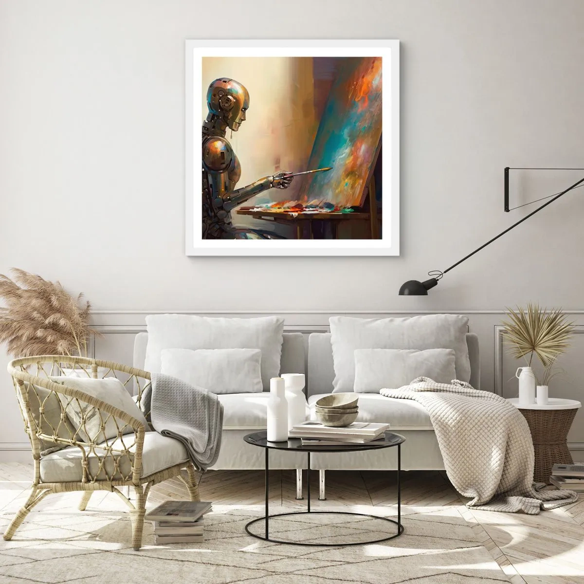 Póster en marco blanco - Arte del futuro - 40x40 cm