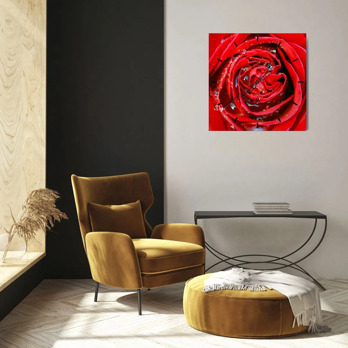 Reloj de pared - Reloj de vidrio - En gotas de rocío - 30x30 cm