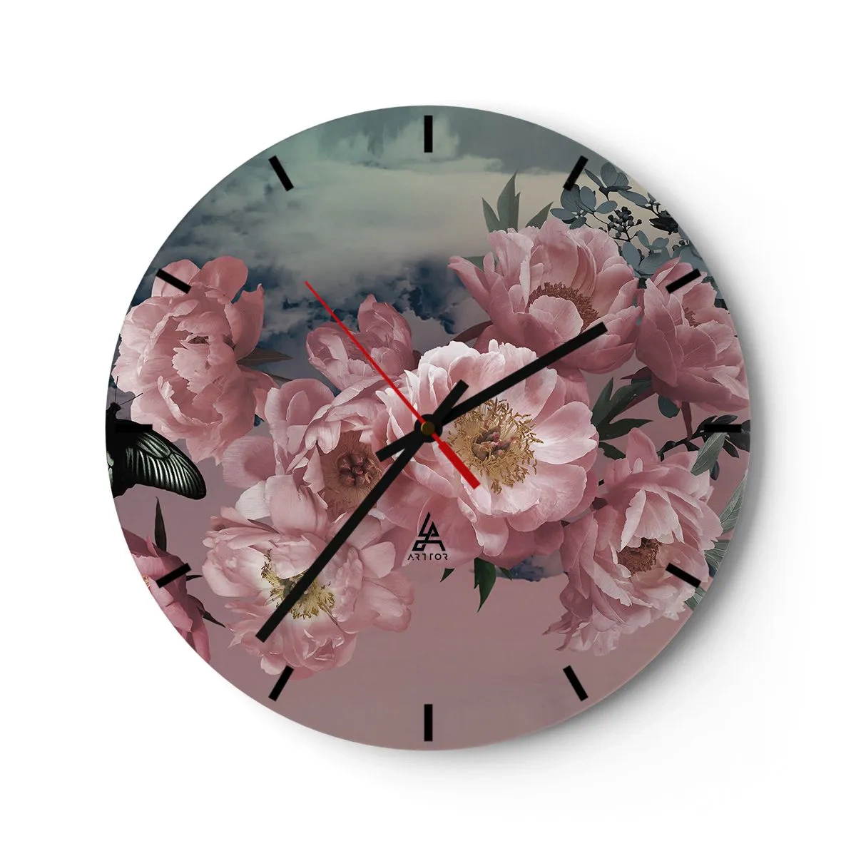 Reloj de pared - Reloj de vidrio - La cúspide del romance - 40x40 cm