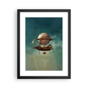Póster en marco negro - Julio Verne saluda - 30x40 cm