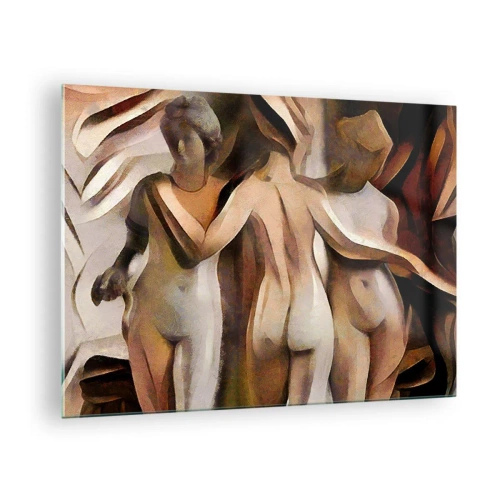 Cuadro sobre vidrio - Impresiones sobre Vidrio - Composición abstracta con tres figuras - 70x50cm - Las tres Gracias 2.0 - Decoración de pared moderna para salón y dormitorio ARTTOR