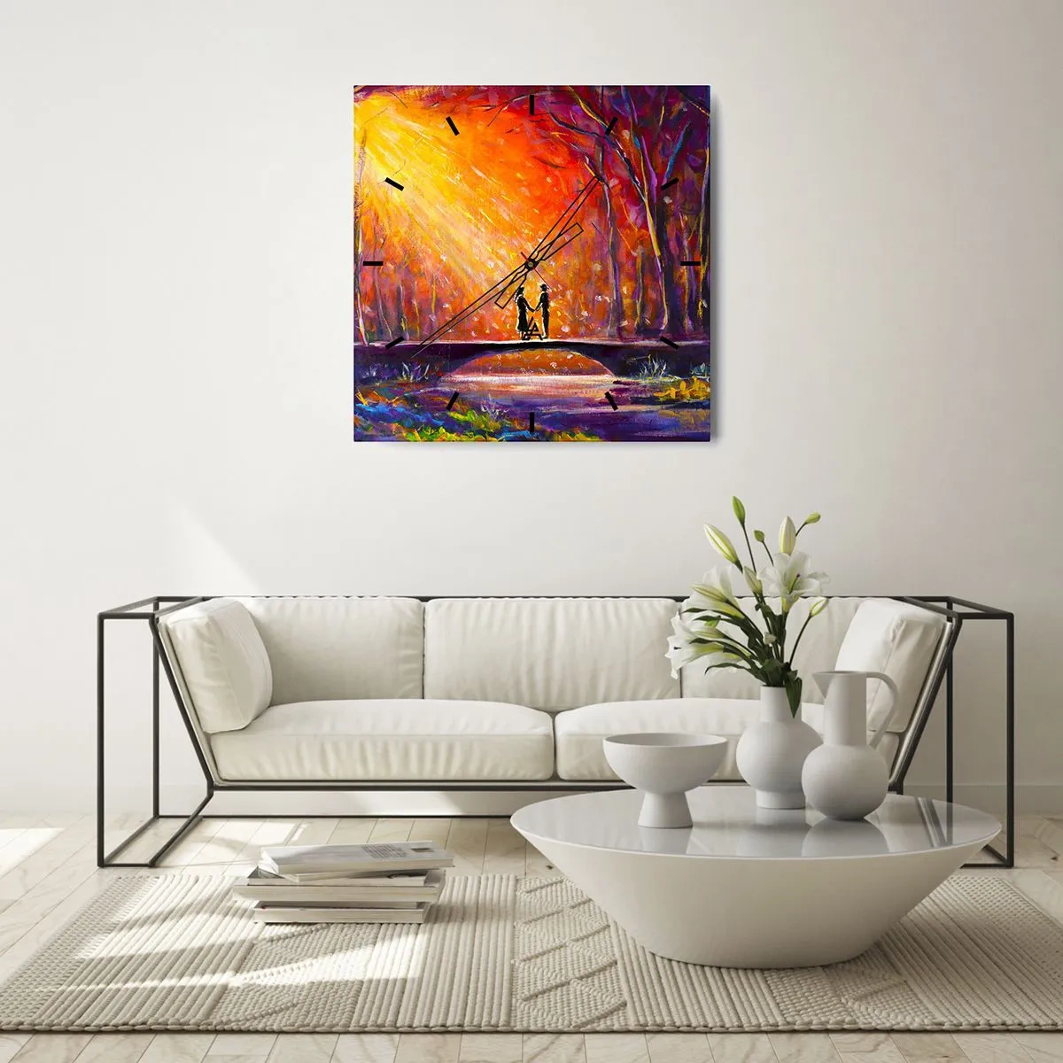 Reloj de pared - Reloj de vidrio - El cielo también los ama - 40x40 cm