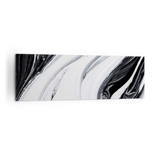 Cuadro sobre lienzo - Impresión de Imagen - Abstracción en blanco y negro con líneas dinámicas y remolinos. - 160x50cm - Combinando opuestos - Decoración de pared moderna para salón y dormitorio ARTTOR