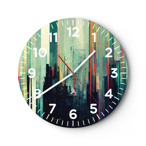 Reloj de pared - Reloj de vidrio - Ciudad futurista - 30x30 cm