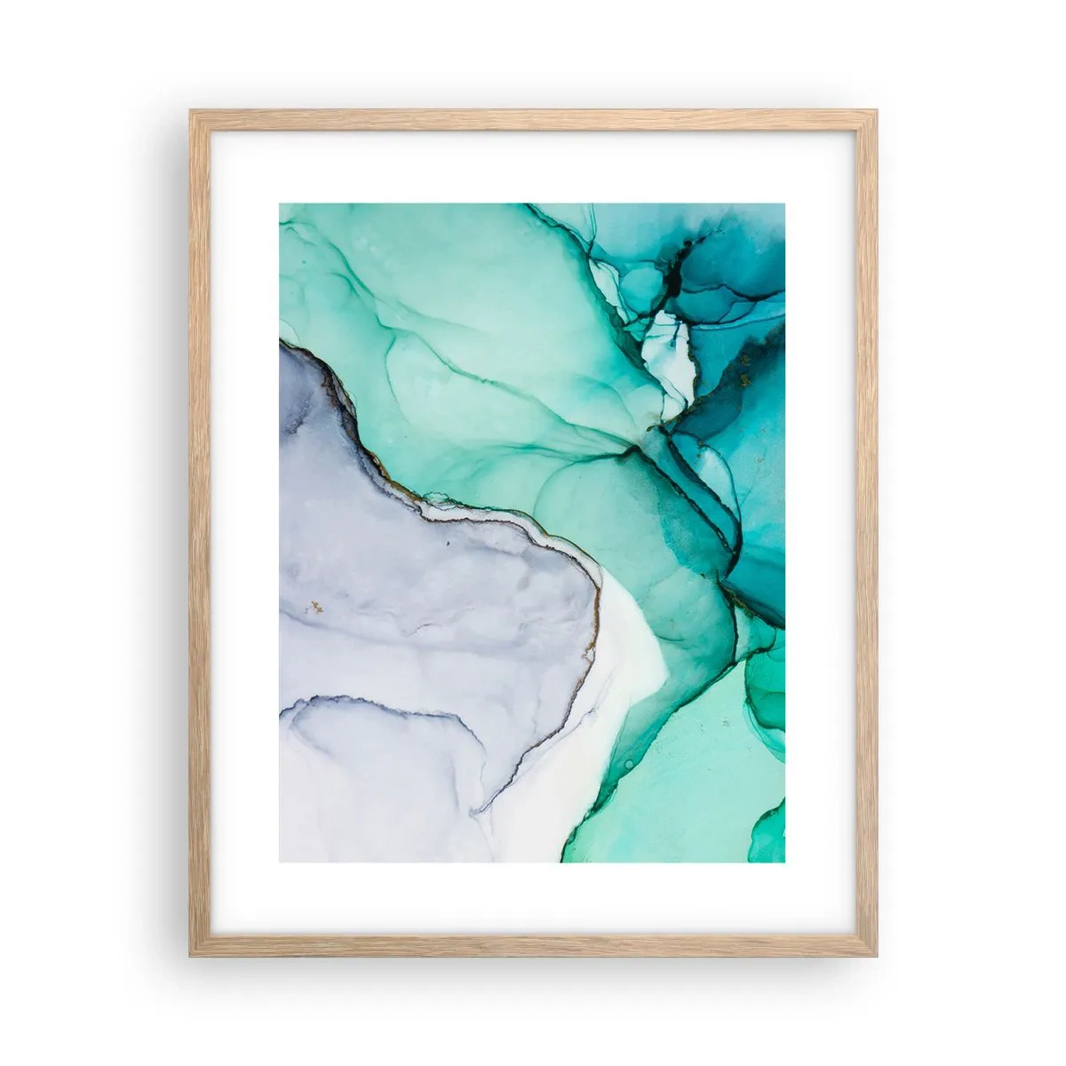 Póster en marco roble claro - Estudio en turquesa - 40x50 cm