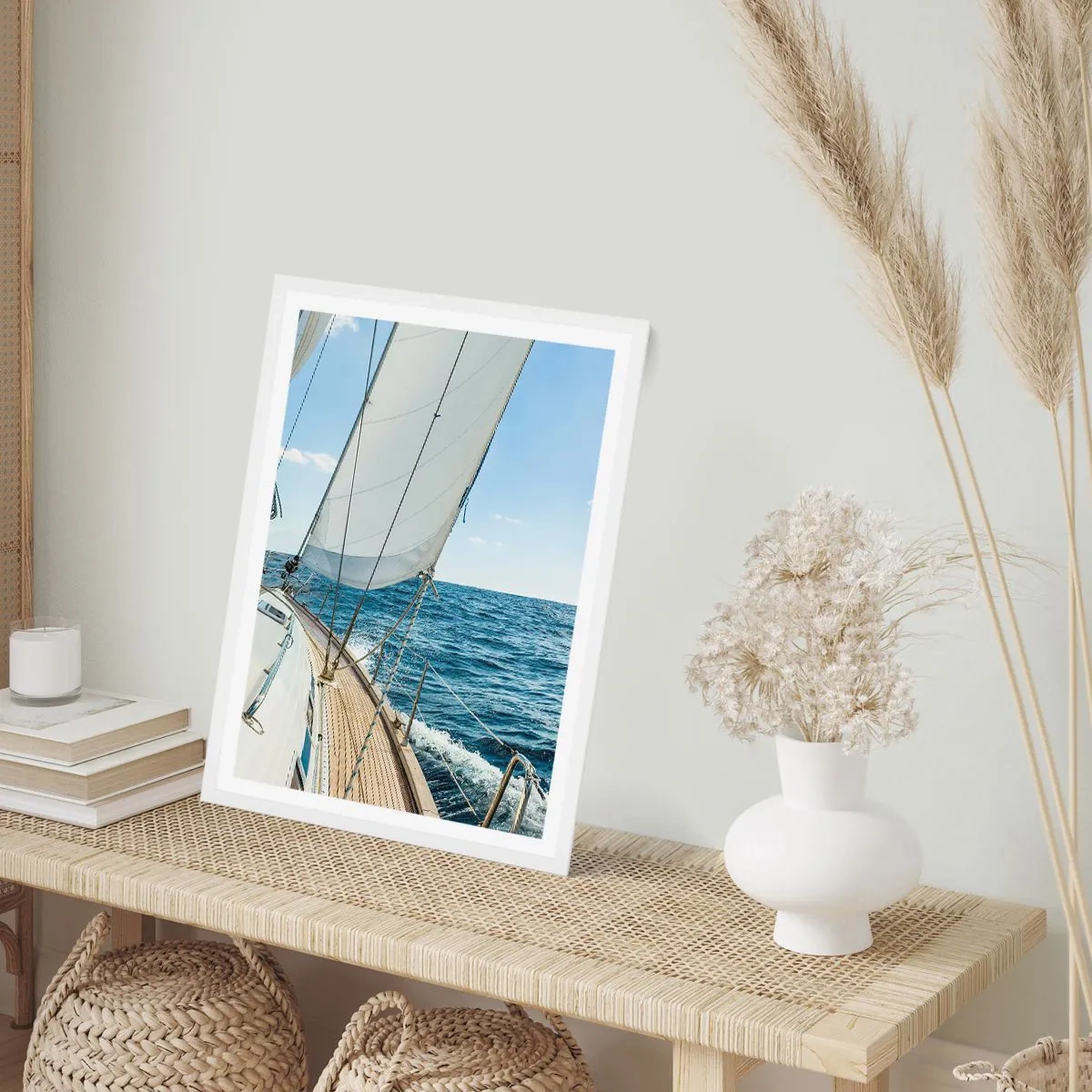 Póster en marco blanco - Ahoy, a la aventura - 61x91 cm
