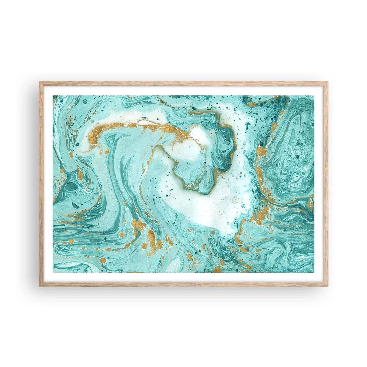 Póster en marco roble claro - Bajo la gran ola del periodo Edo - 100x70 cm