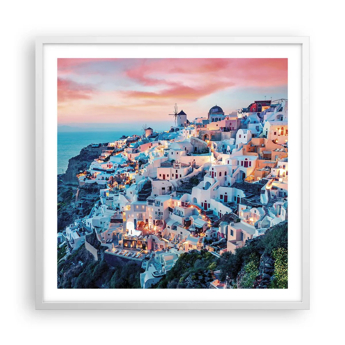 Póster en marco blanco - Vacaciones en Grecia - 60x60 cm