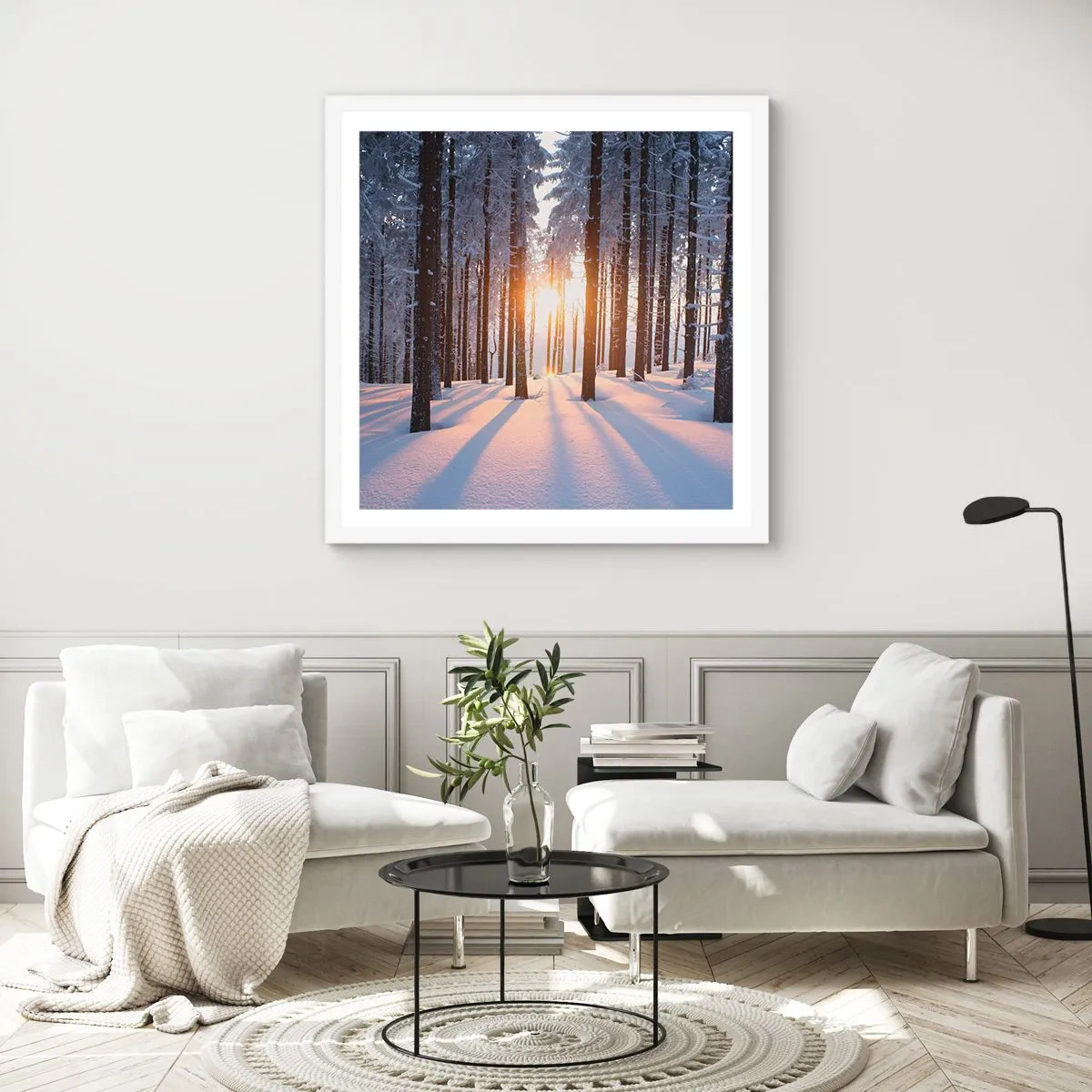 Póster en marco blanco - Claramente en blanco y negro - 50x50 cm