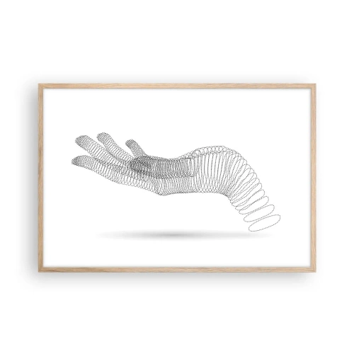 Póster en marco roble claro - Mano elástica - 91x61 cm