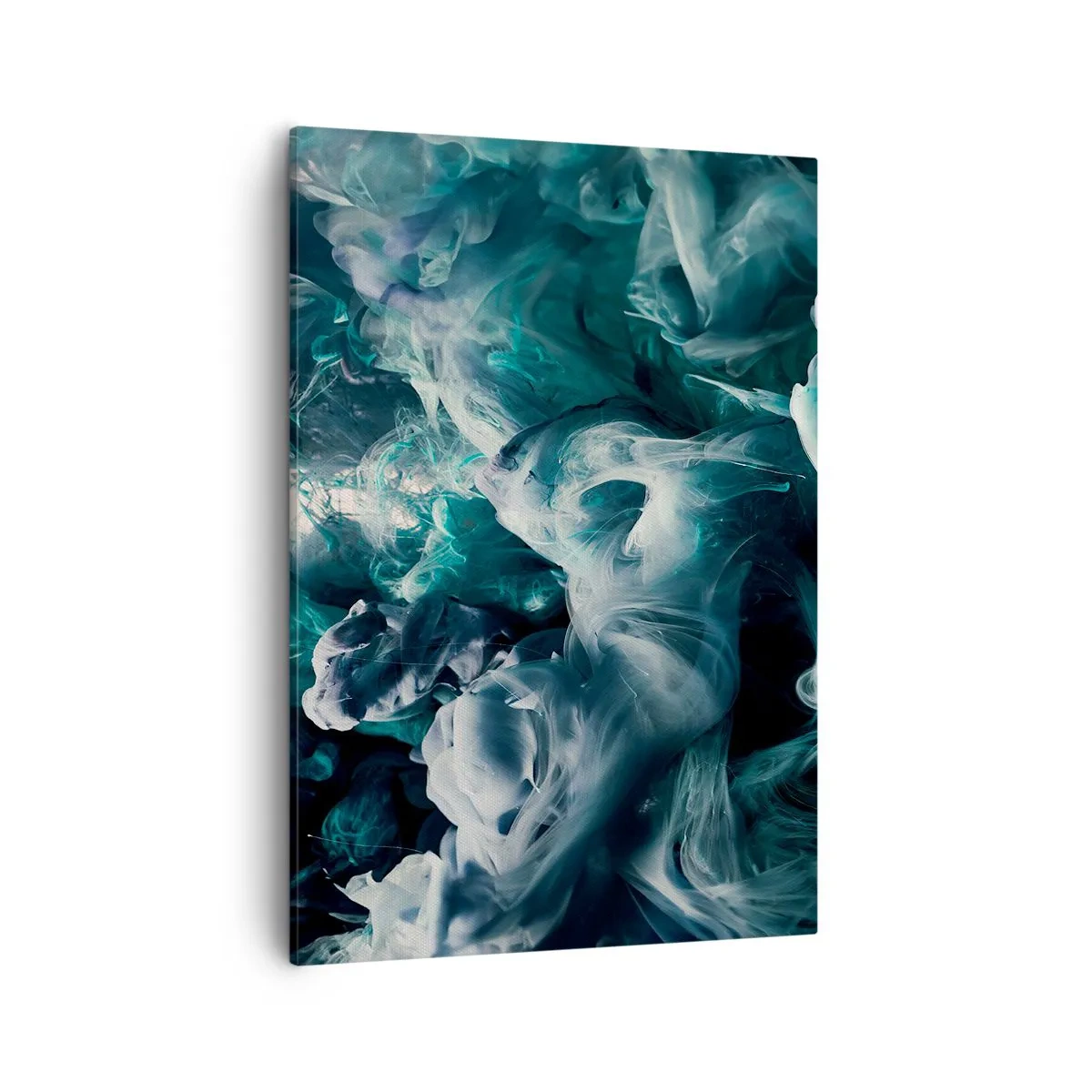 Cuadro sobre lienzo - Impresión de Imagen - Ondas abstractas dinámicas en tonos azules y blancos. - 50x70cm - Un movimiento de color - Decoración de pared moderna para salón y dormitorio ARTTOR
