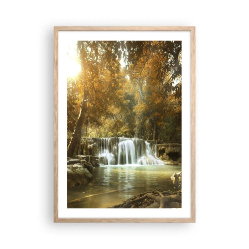 Póster en marco roble claro - Una cascada en el parque - 50x70 cm