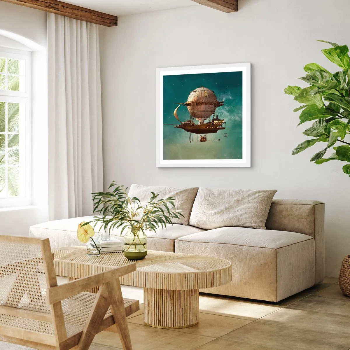 Póster en marco blanco - Julio Verne saluda - 50x50 cm