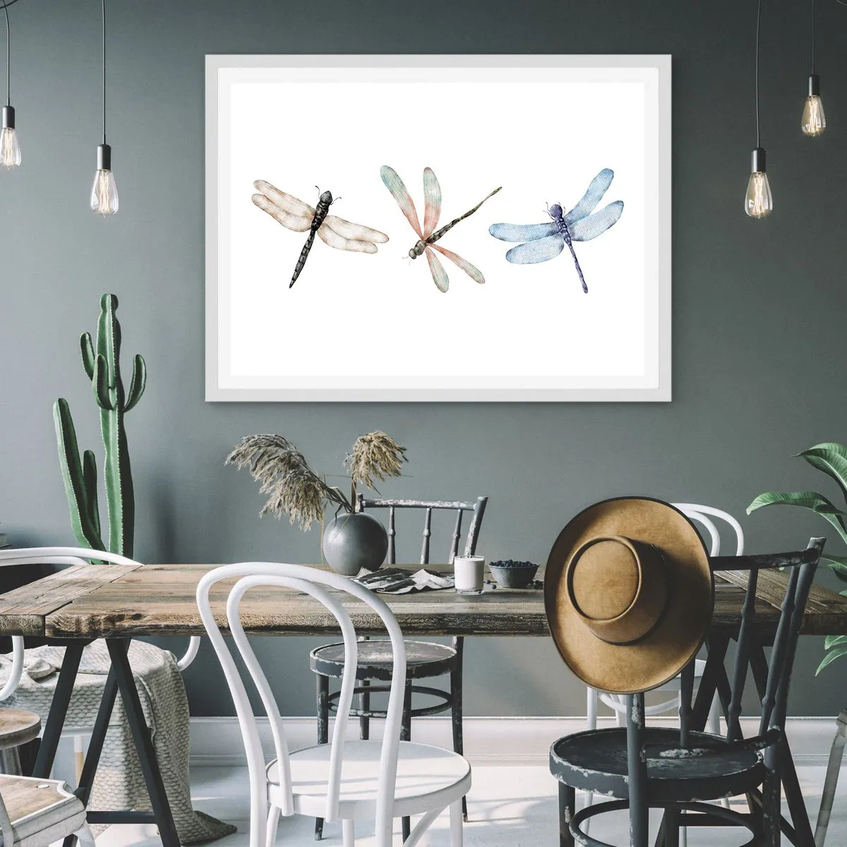 Póster en marco blanco - Libélulas ingrávidas - 40x30 cm