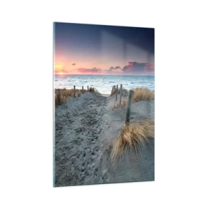 Cuadro sobre vidrio - Impresiones sobre Vidrio - Camino que conduce a la playa al atardecer - 80x120cm - Se derramó un arco iris de luminosidad.... - Decoración de pared moderna para salón y dormitorio ARTTOR