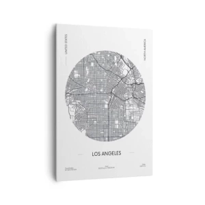 Cuadro sobre lienzo - Impresión de Imagen - Un mapa de Los Ángeles en un estilo minimalista en blanco y negro. - 70x100cm - Anatomía de Los Ángeles - Decoración de pared moderna para salón y dormitorio ARTTOR