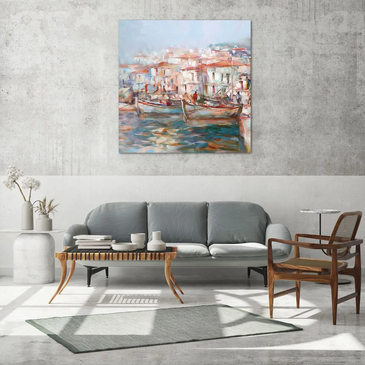 Cuadro sobre vidrio - Impresiones sobre Vidrio - Vacaciones en colores pastel - 50x50 cm