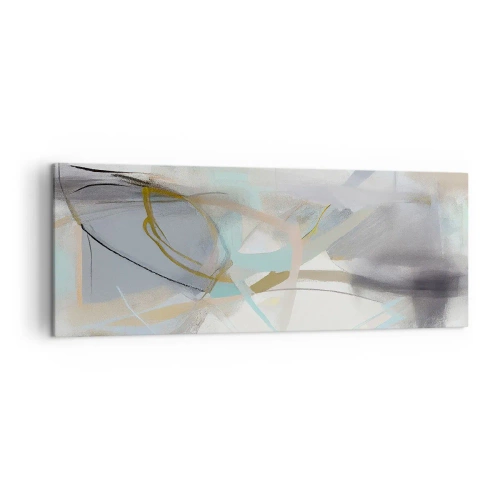 Cuadro sobre lienzo - Impresión de Imagen - Abstracción pastel con líneas delicadas. - 140x50cm - Abstracción brumosa - Decoración de pared moderna para salón y dormitorio ARTTOR