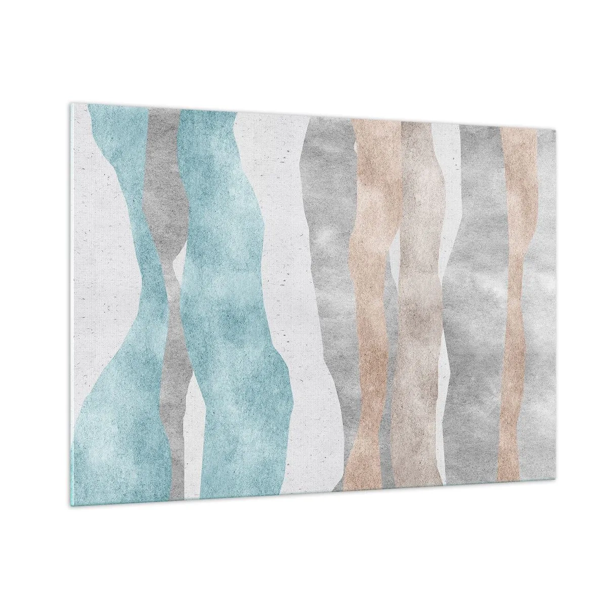 Cuadro sobre vidrio - Impresiones sobre Vidrio - Rayas delicadas en tonos beige y azul. - 100x70cm - Un estudio de la cercanía - Decoración de pared moderna para salón y dormitorio ARTTOR