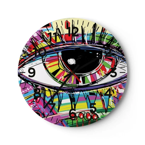 Reloj de pared - Reloj de vidrio - Un ojo colorido - un alma colorida - 30x30 cm