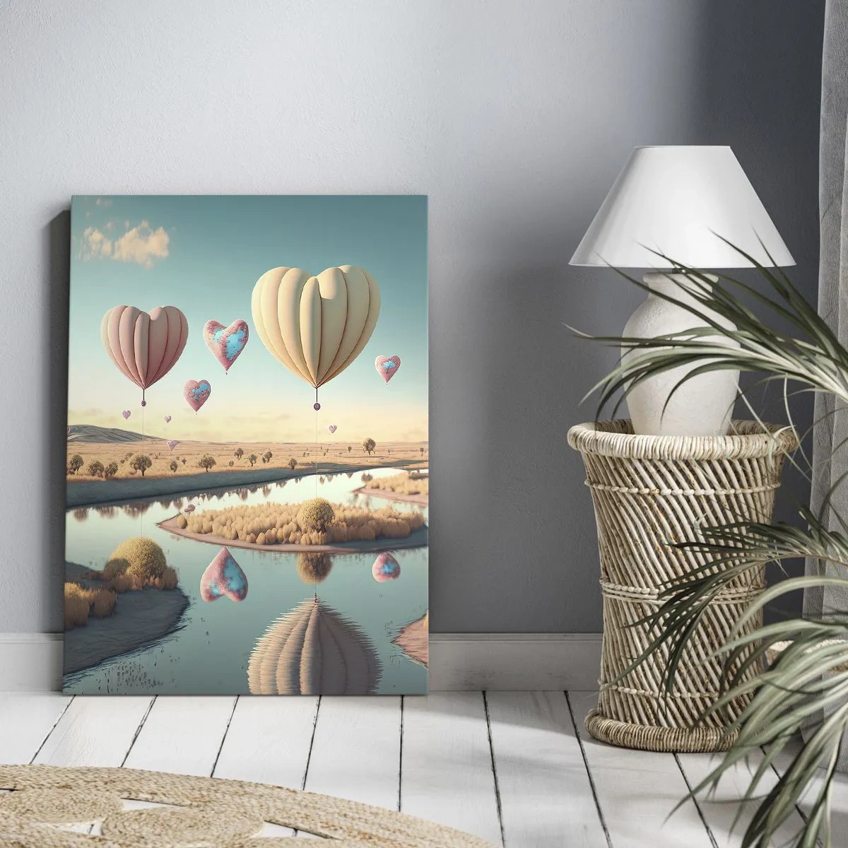 Cuadro sobre lienzo - Impresión de Imagen - El amor te hace volar - 45x80 cm