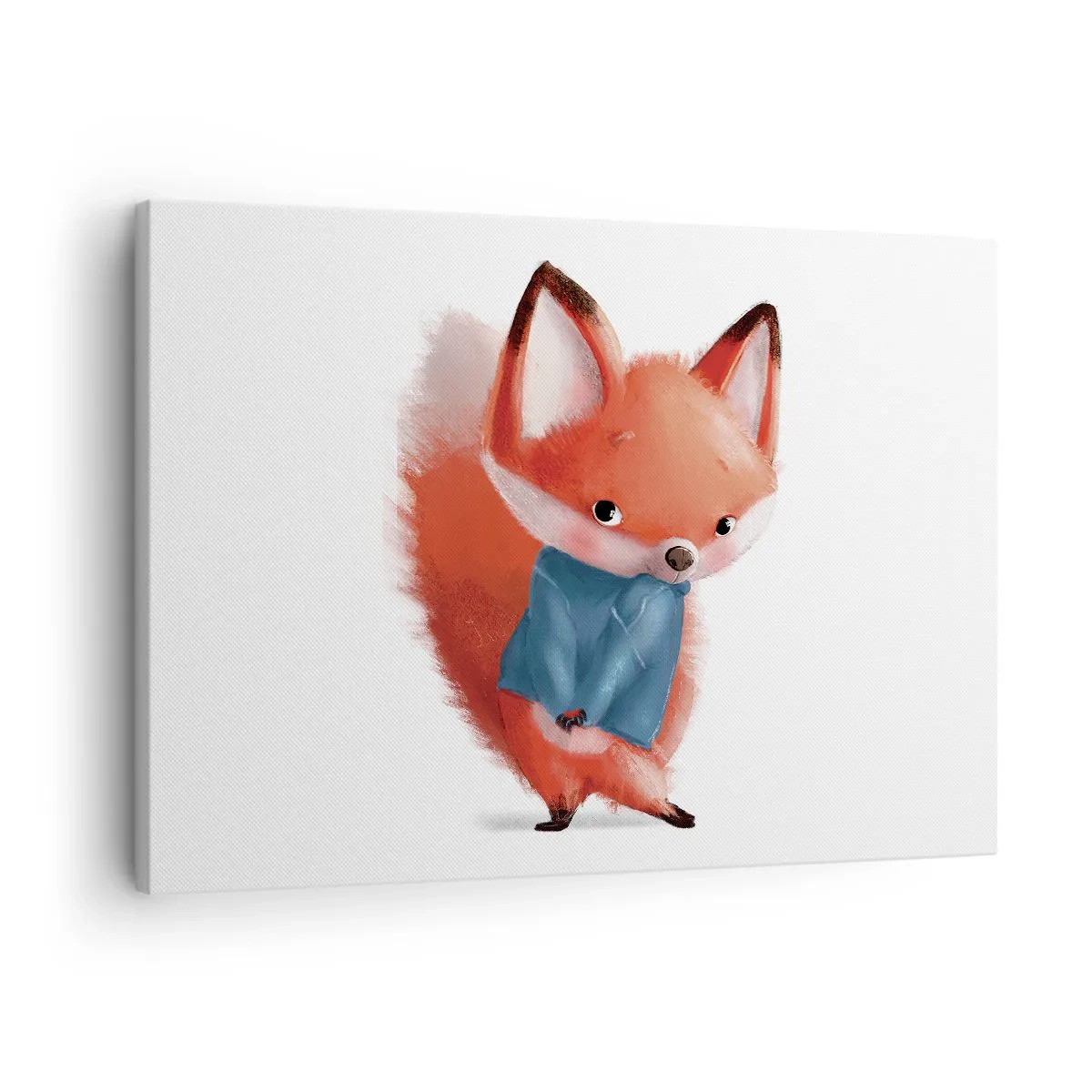 Cuadro sobre lienzo - Impresión de Imagen - Un lindo zorro con un traje azul. - 70x50cm - ¿Me veo bien con esto? - Decoración de pared moderna para salón y dormitorio ARTTOR