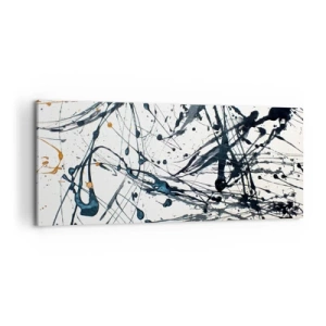 Cuadro sobre lienzo - Impresión de Imagen - Patrón de pintura abstracta con líneas y manchas dinámicas. - 120x50cm - ¿Con o sin sentido? - Decoración de pared moderna para salón y dormitorio ARTTOR