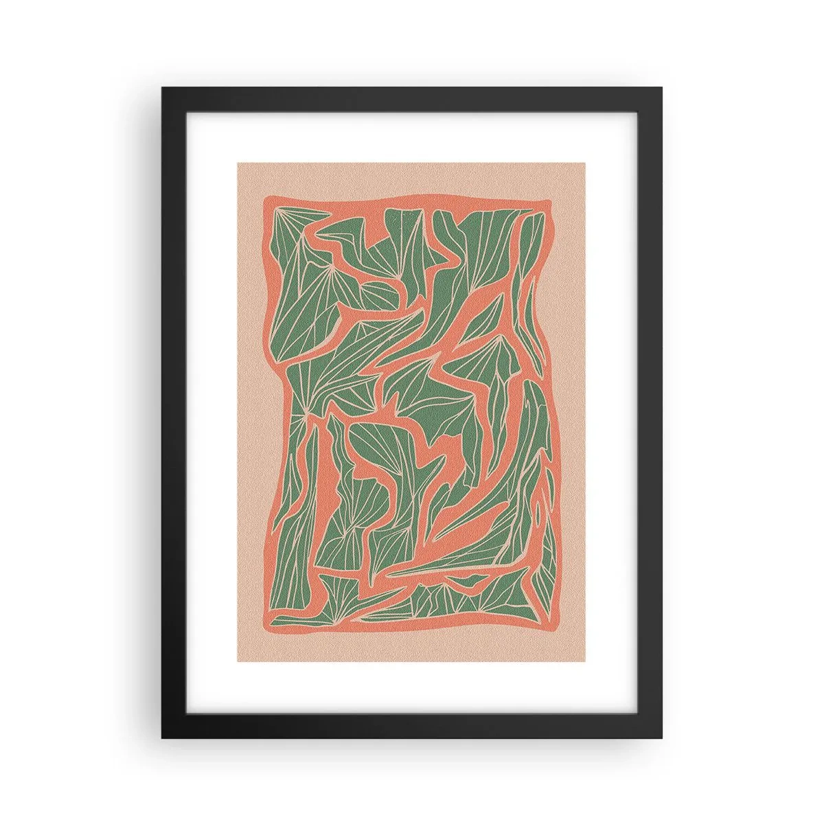 Póster en marco negro - Lucha entre el coral y el verde - 30x40 cm