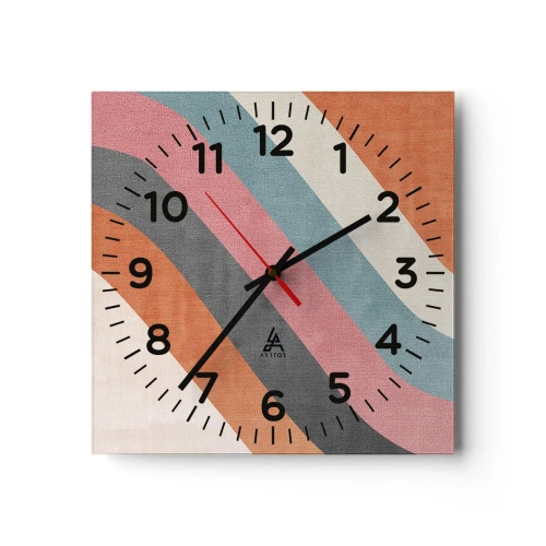 Reloj de pared - Reloj de vidrio - Composición diagonal - movimiento - 30x30 cm
