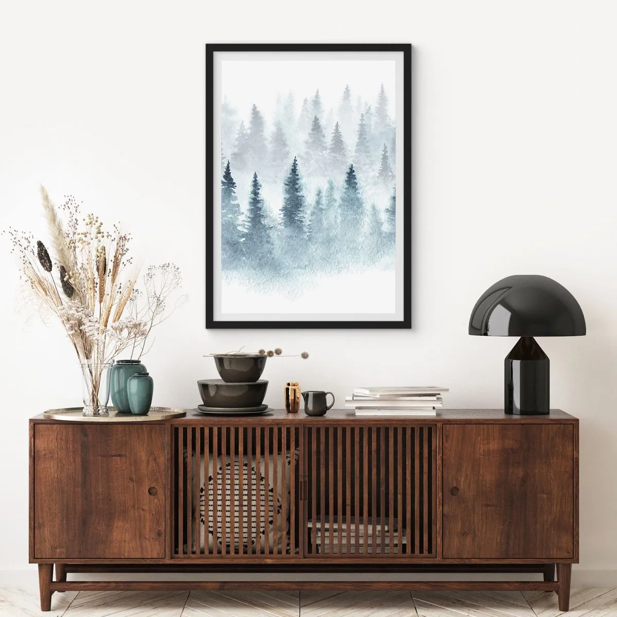 Póster en marco negro - Envuelto en la niebla - 70x100 cm