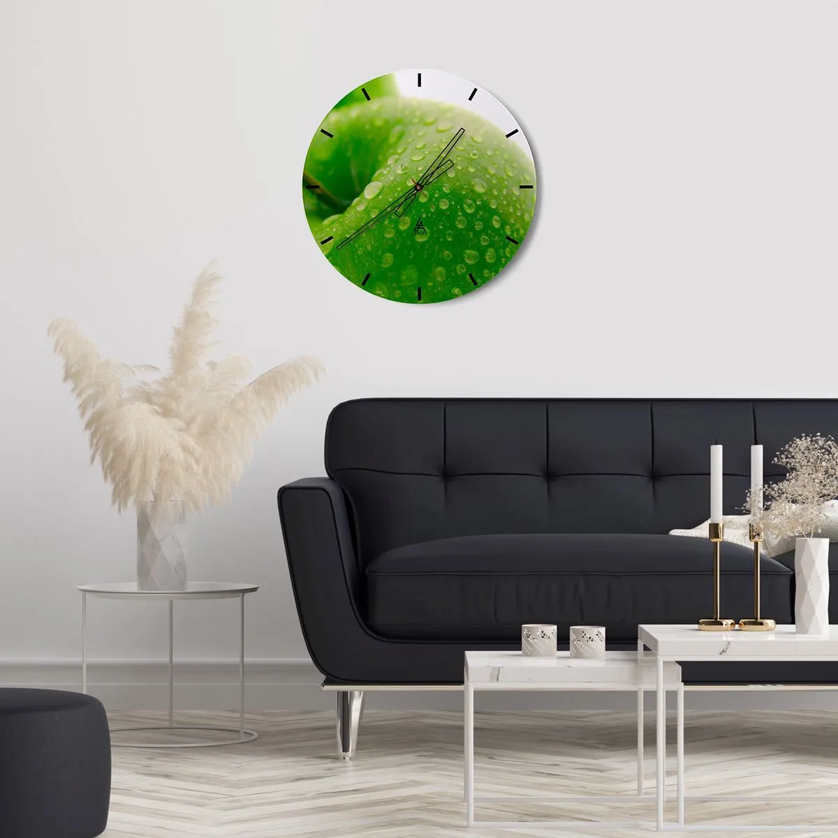 Reloj de pared - Reloj de vidrio - Frescor verde - 40x40 cm