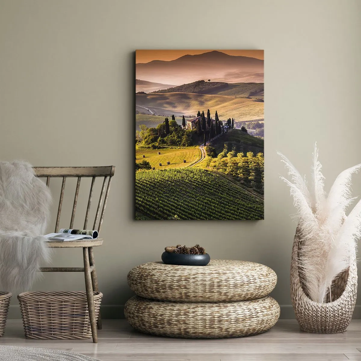 Cuadro sobre lienzo - Impresión de Imagen - Paisaje toscano - 65x120 cm