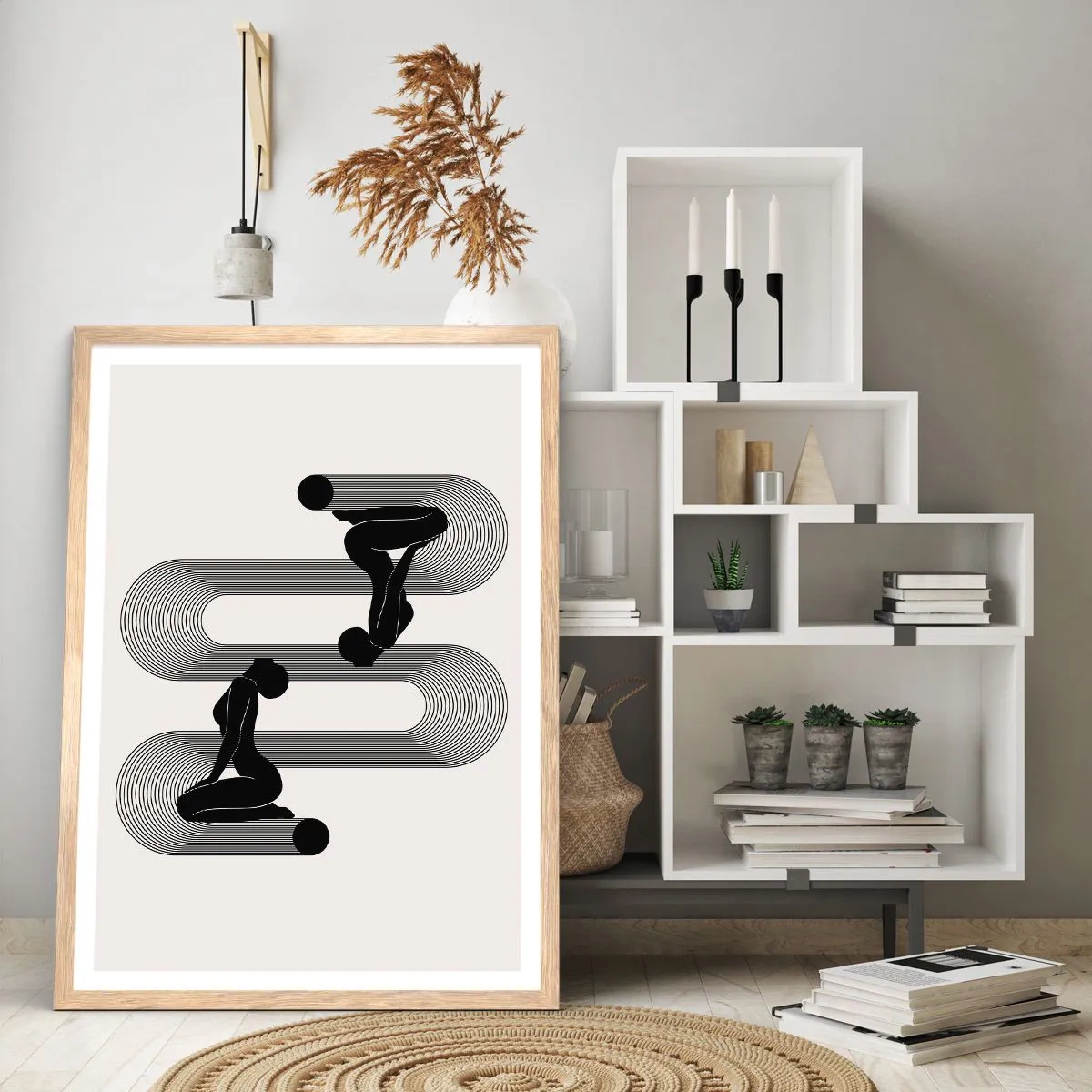 Póster en marco roble claro - Simetría sensual - 70x100 cm