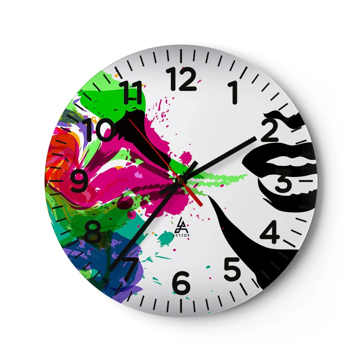 Reloj de pared - Reloj de vidrio - Una historia con los colores del arco iris - 40x40 cm
